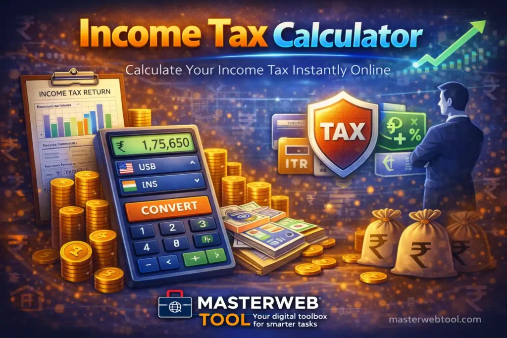 Income Tax Calculator to calculate income tax liability, deductions, exemptions and net tax payable online using MasterWebTool