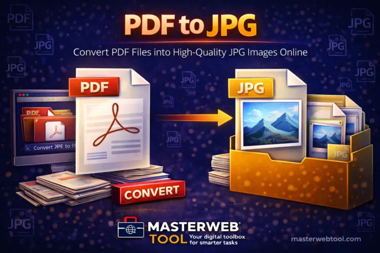 PDF to JPG converter tool to convert PDF files into high quality JPG images online using MasterWebTool