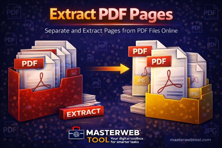 Extract PDF Pages tool to separate and extract specific pages from PDF files online using MasterWebTool