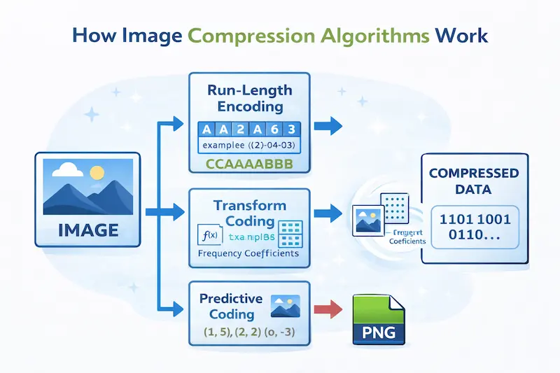 Diagram showing different image compression algorithms