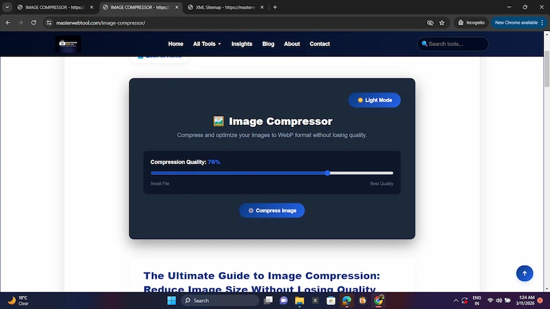 image compressor tool with compression quality slider adjustment