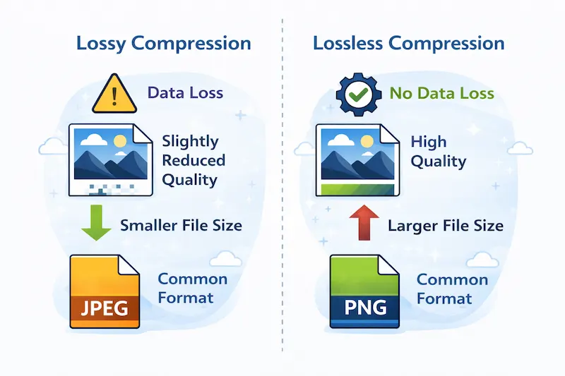 Infographic explaining the difference between lossy and lossless image compression